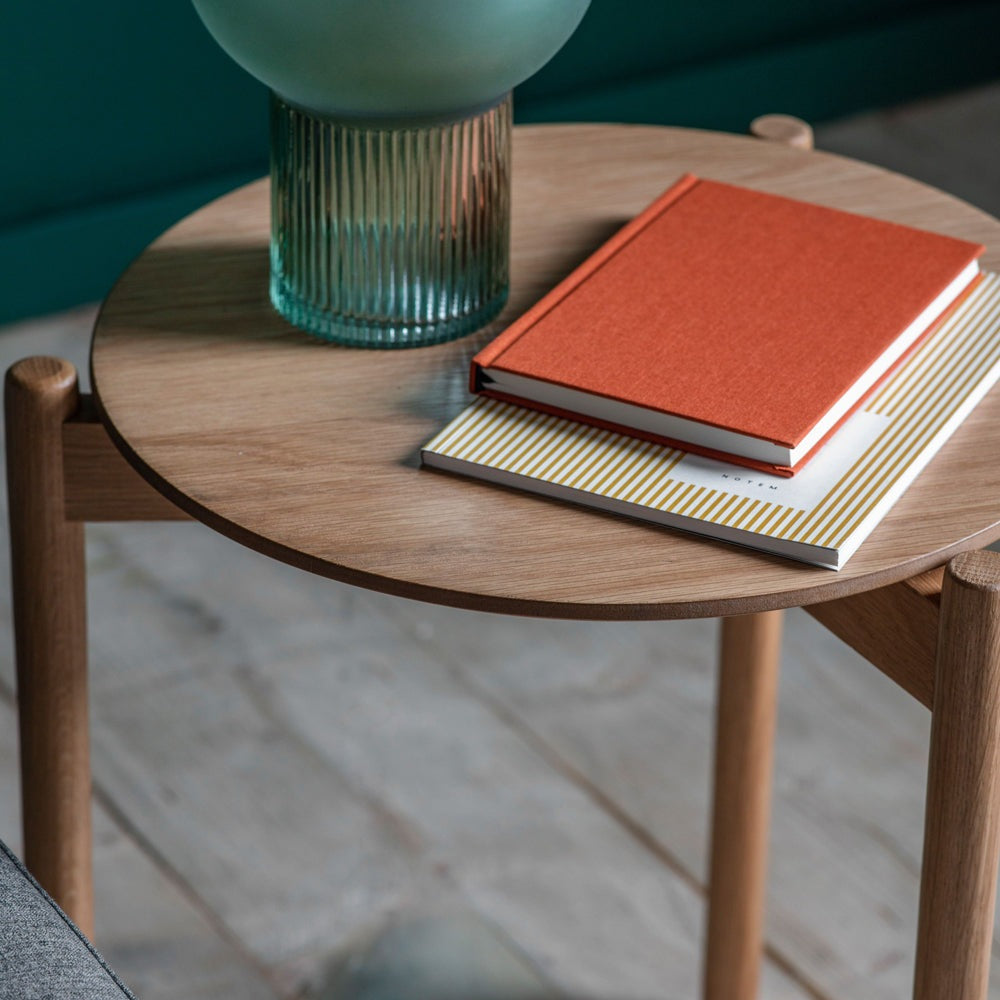 Product photograph of Gallery Interiors Burley Side Table In Oak from Olivia's.