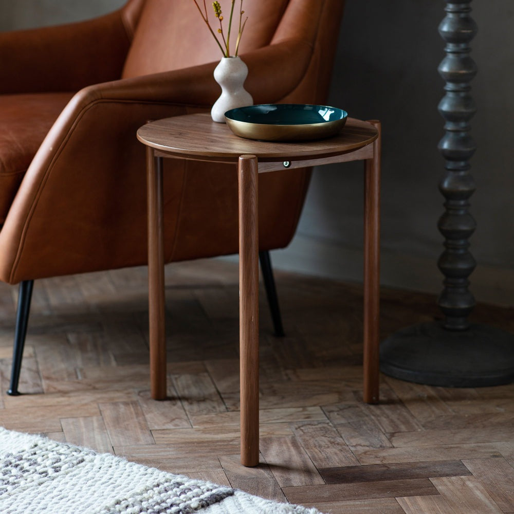 Product photograph of Gallery Interiors Burley Side Table In Walnut from Olivia's.