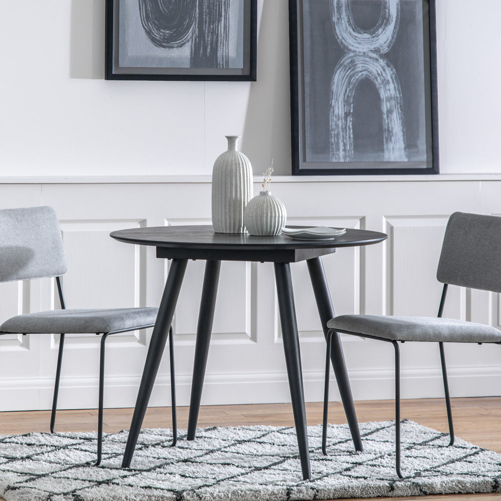 Product photograph of Gallery Interiors Astley Round Dining Table In Black from Olivia's.