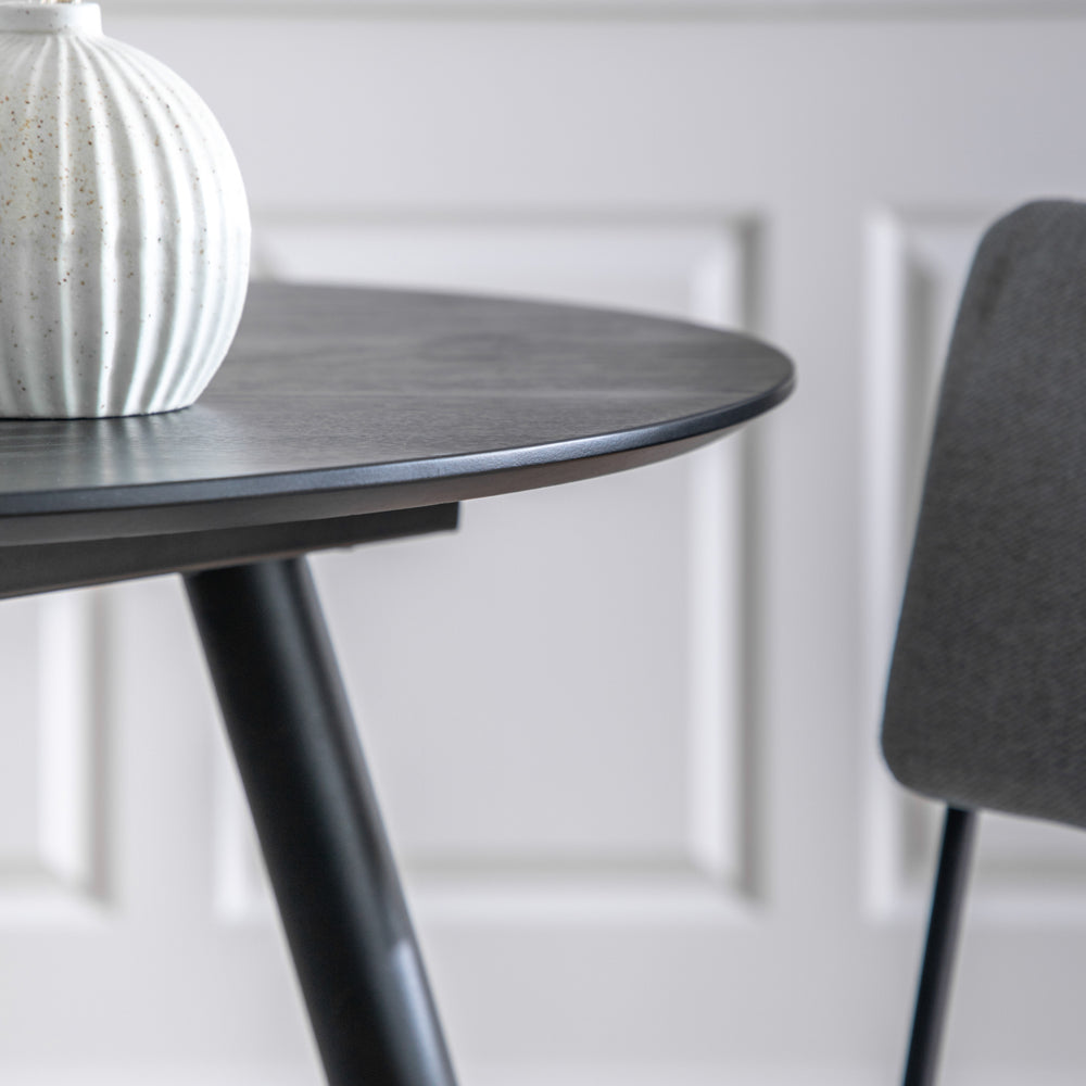 Product photograph of Gallery Interiors Astley Round Dining Table In Black from Olivia's.