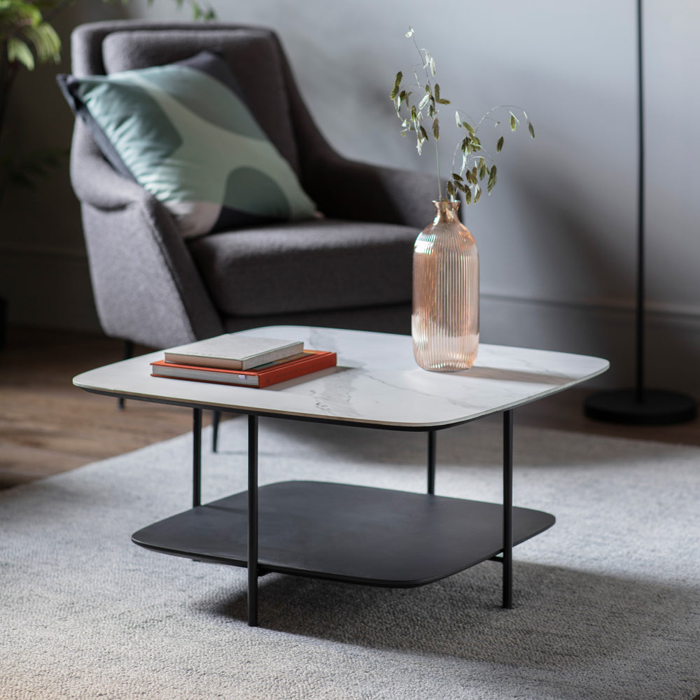 Product photograph of Gallery Interiors Ludworth Coffee Table In White Marble from Olivia's.