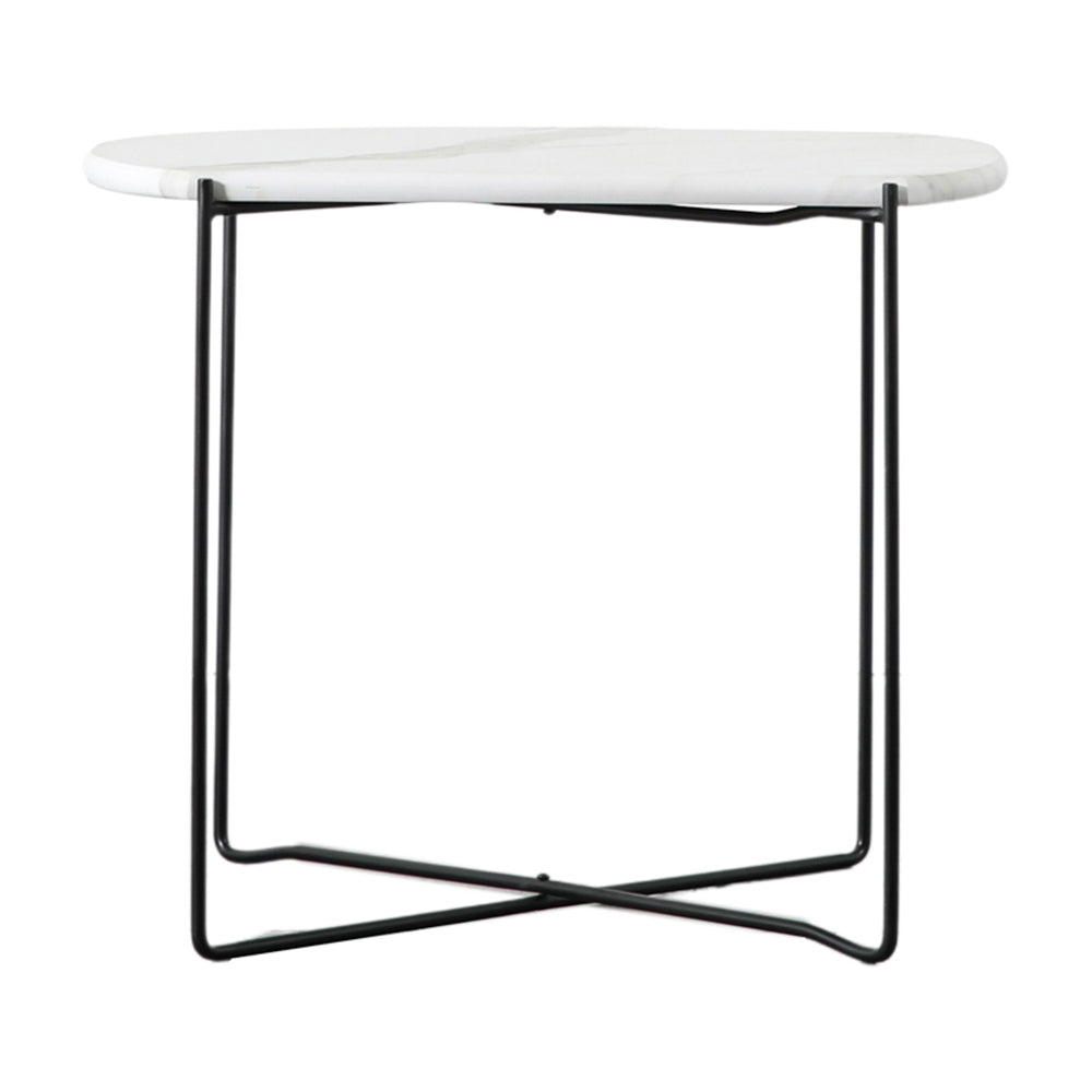 Product photograph of Gallery Interiors Linford Side Table In White Marble from Olivia's