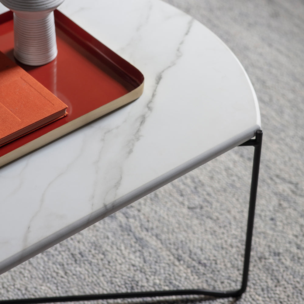 Product photograph of Gallery Interiors Linford Coffee Table In White Marble from Olivia's.