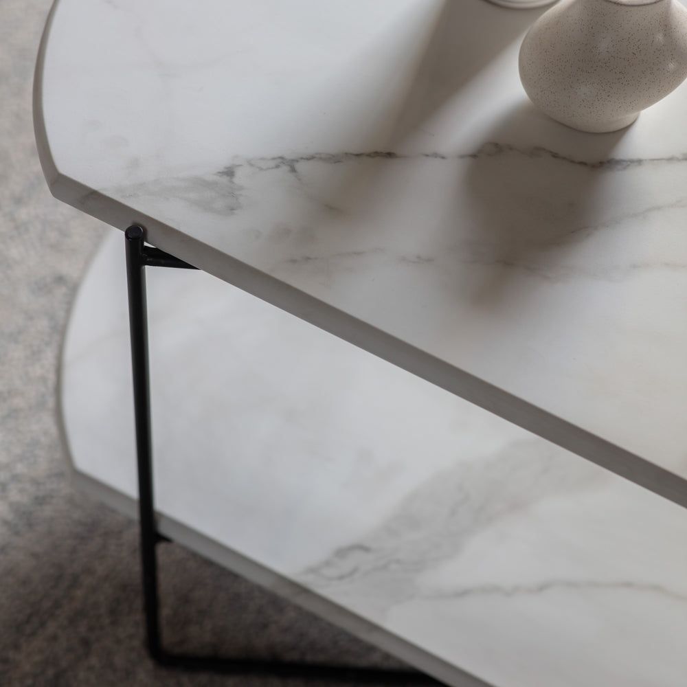 Product photograph of Gallery Interiors Linford Display Coffee Table In White Marble from Olivia's.