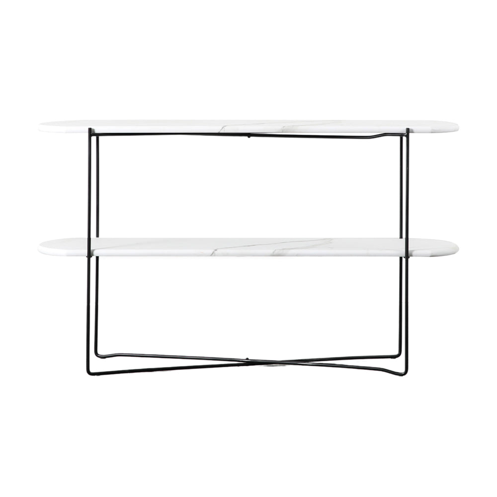 Product photograph of Gallery Interiors Linford Console Table In White Marble from Olivia's