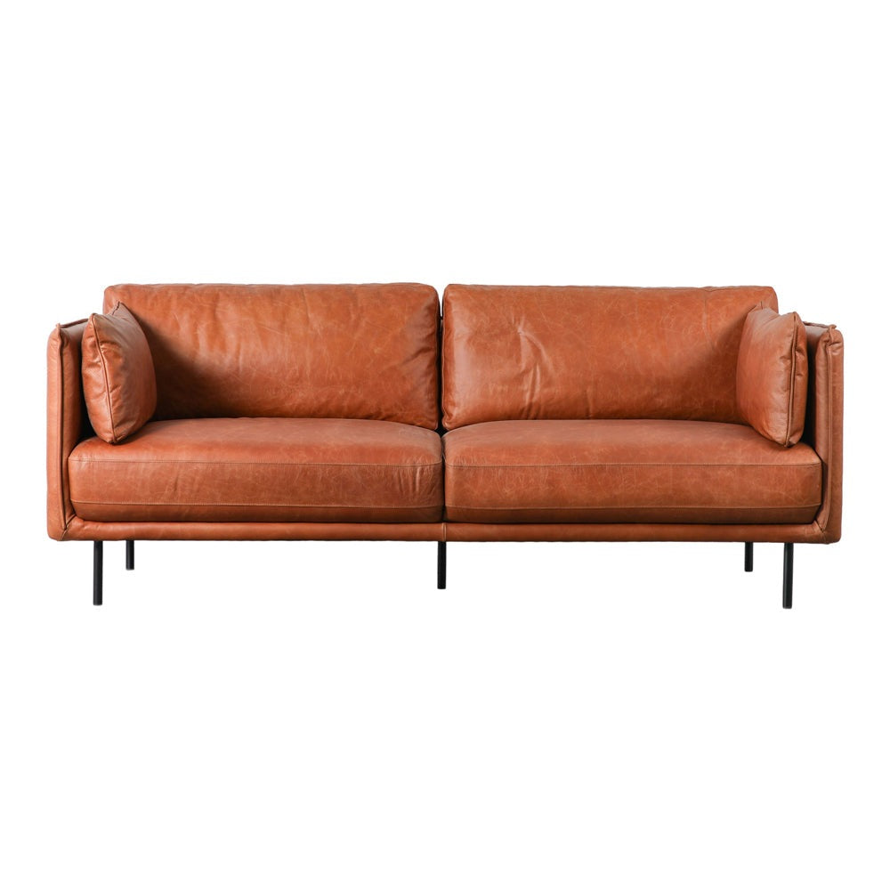 Product photograph of Gallery Interiors Cox Leather Sofa In Brown from Olivia's.