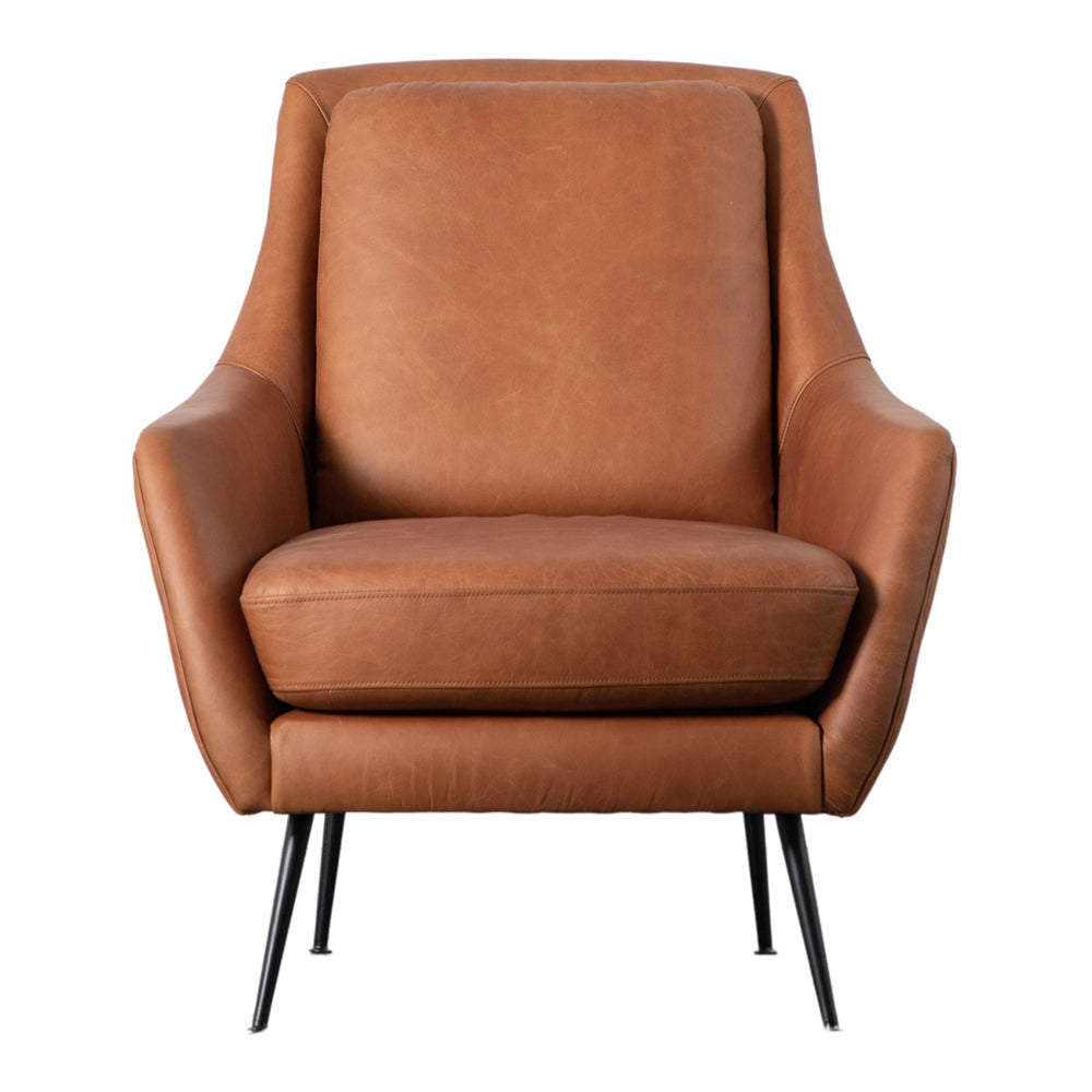 Product photograph of Gallery Interiors Cameron Leather Armchair In Brown from Olivia's.
