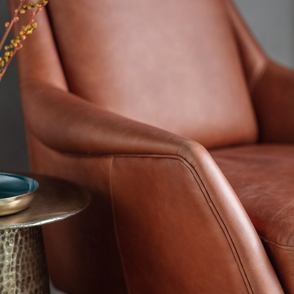 Product photograph of Gallery Interiors Cameron Leather Armchair In Brown from Olivia's.