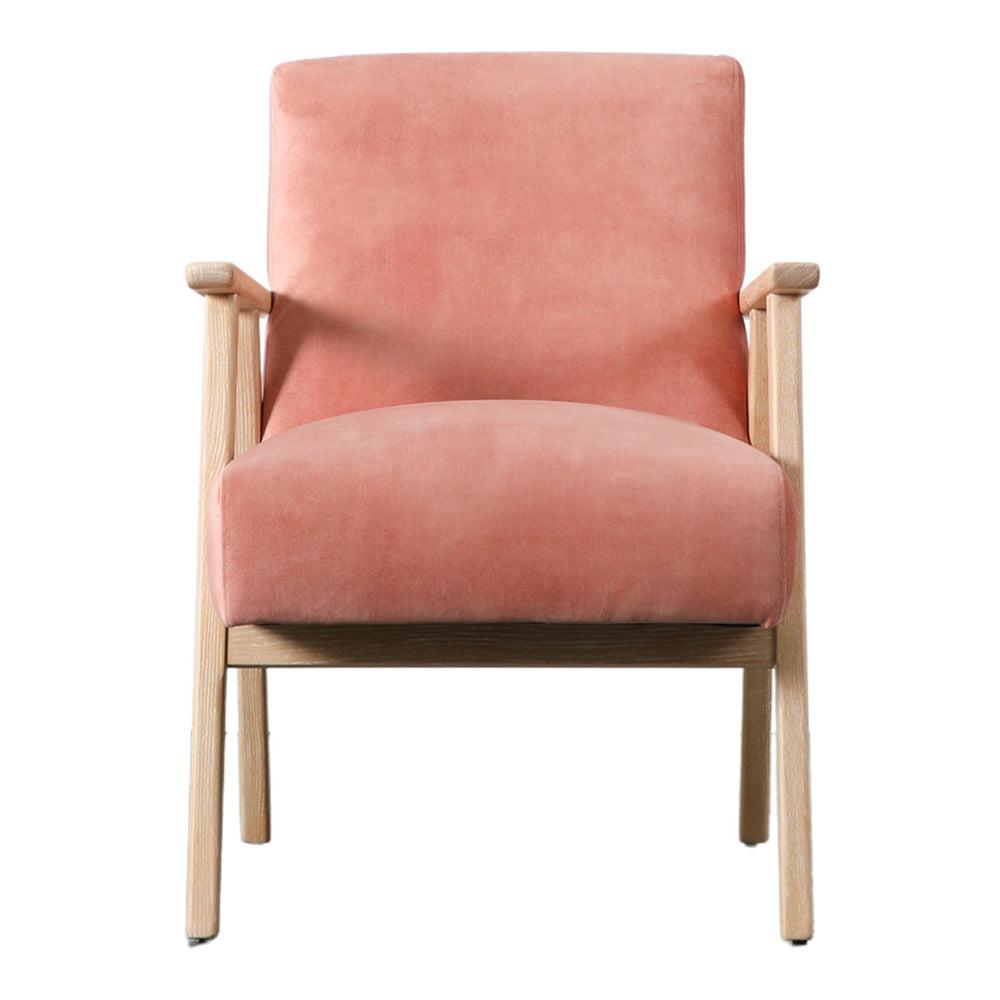 Product photograph of Gallery Interiors Saundra Armchair In Blush Velvet from Olivia's