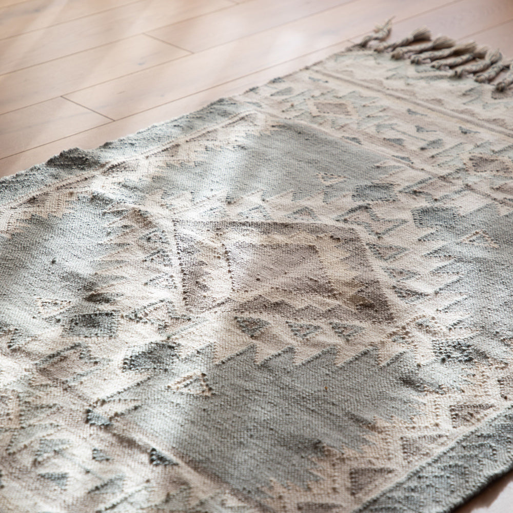 Product photograph of Gallery Interiors Parviz Aztec Killim Rug Green Large from Olivia's.