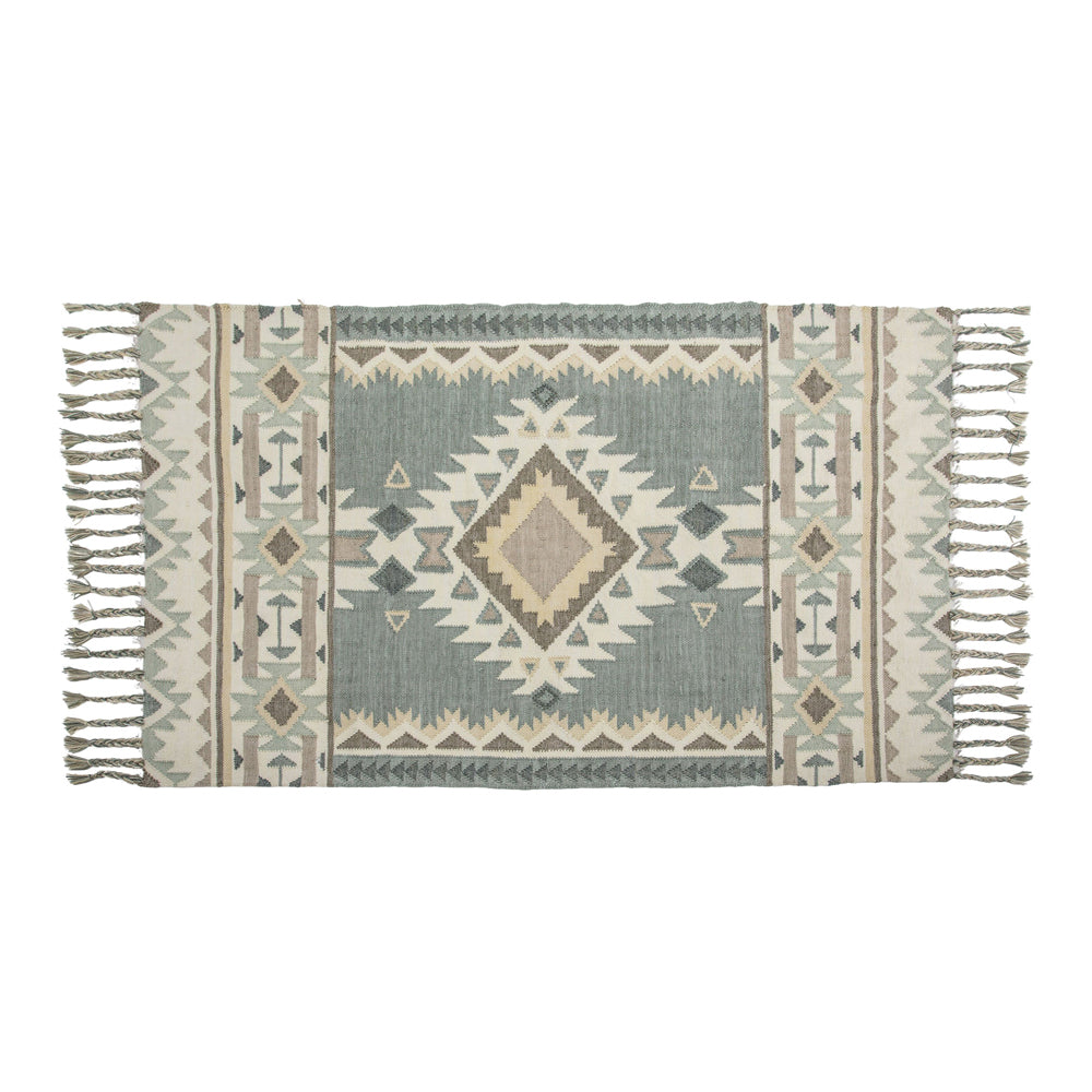 Product photograph of Gallery Interiors Parviz Aztec Killim Rug Green Large from Olivia's.