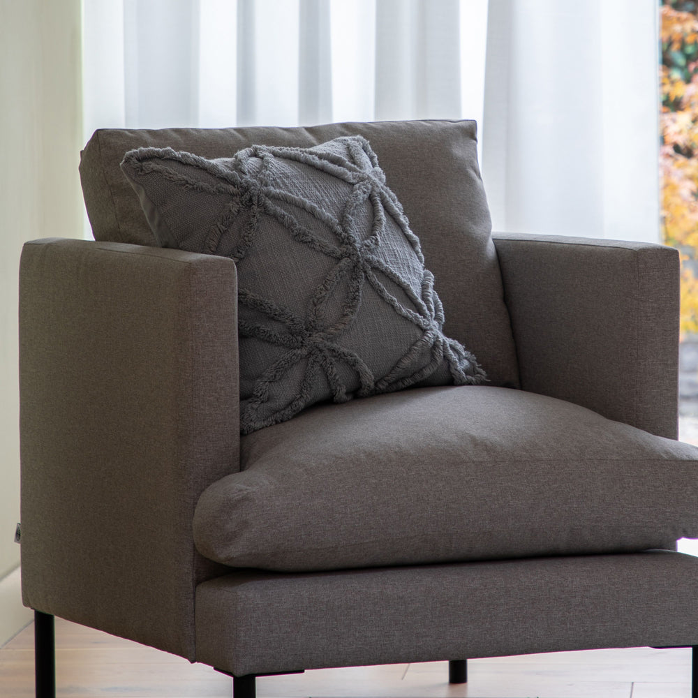 Product photograph of Gallery Interiors Charna Tufted Cushion Grey from Olivia's.