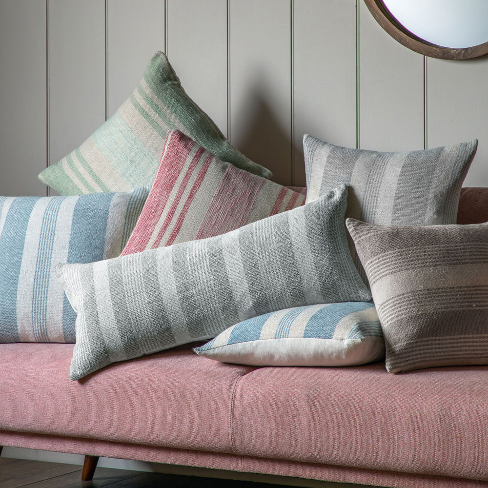 Product photograph of Gallery Interiors Garnette Stripe Stripe Cushion Blue from Olivia's.