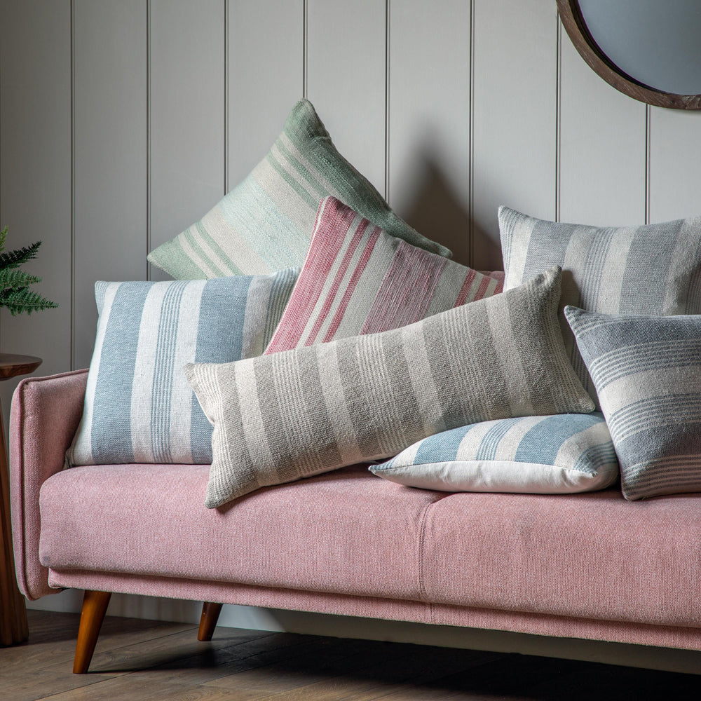 Product photograph of Gallery Interiors Garnette Stripe Square Stripe Cushion Grey from Olivia's.