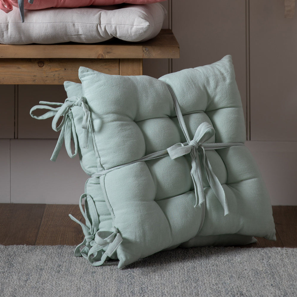 Product photograph of Gallery Interiors Pitter Plain Cotton Seatpad Aqua from Olivia's.