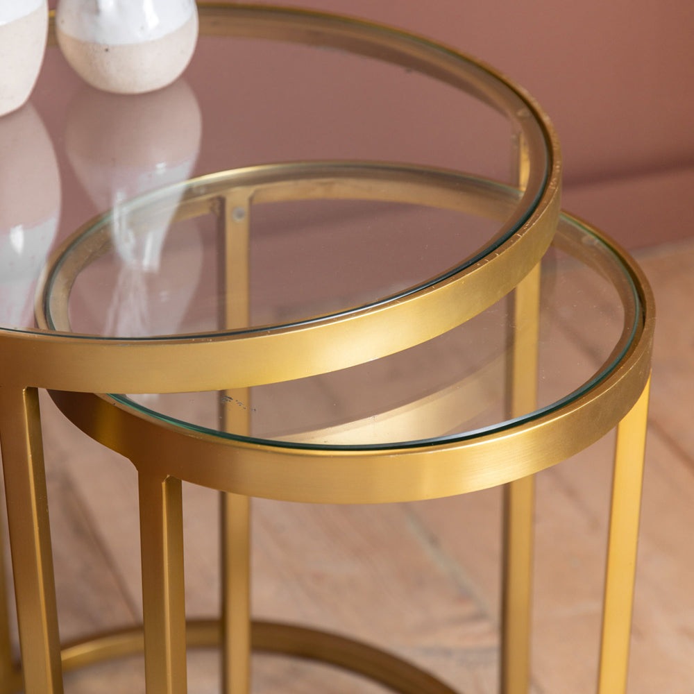 Product photograph of Gallery Interiors Egemen Nest Of Two Tables In Gold from Olivia's.