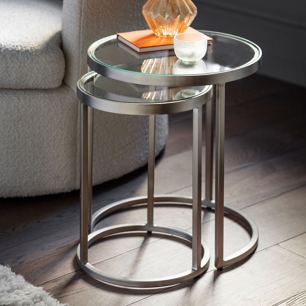 Product photograph of Gallery Interiors Egemen Nest Of Two Tables In Silver from Olivia's.