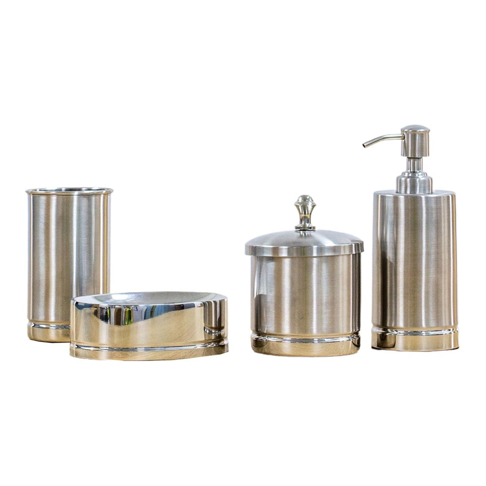 Product photograph of Gallery Interiors Set Of 4 Mckinley Bathroom Set Silver from Olivia's.
