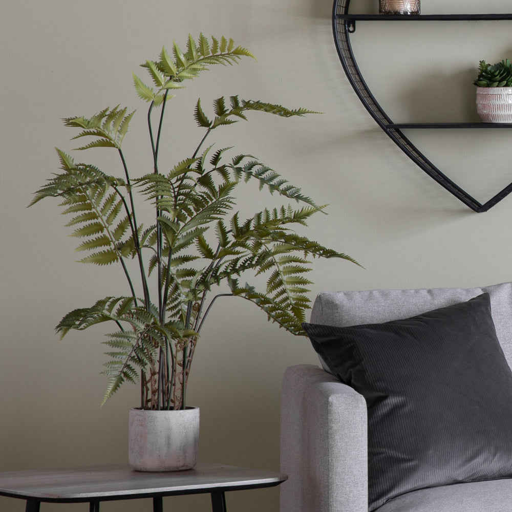Product photograph of Gallery Interiors Kambiz Potted Fern In Cement Faux Plant Cream And Green Small from Olivia's.