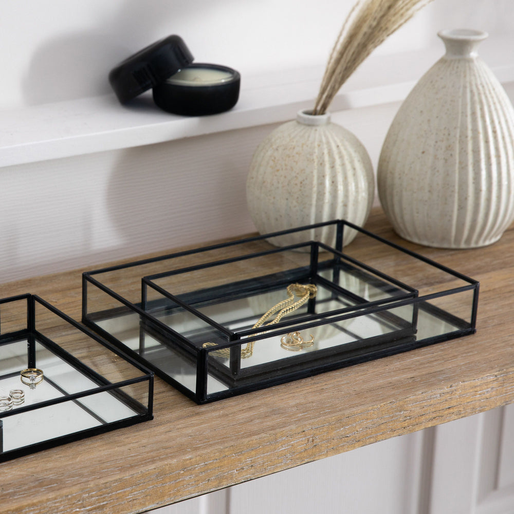 Product photograph of Gallery Interiors Set Of 2 Artemis Tray Black Small from Olivia's.