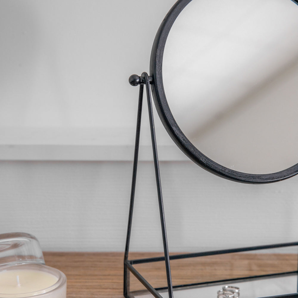 Product photograph of Gallery Interiors Croft Desk Mirror With Tray Black from Olivia's.