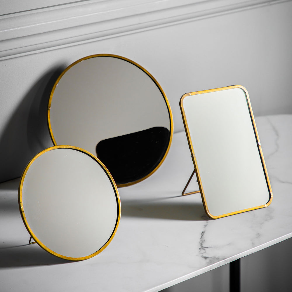 Product photograph of Gallery Interiors Aurora Round Dressing Table Mirror Stand Antique Large from Olivia's.