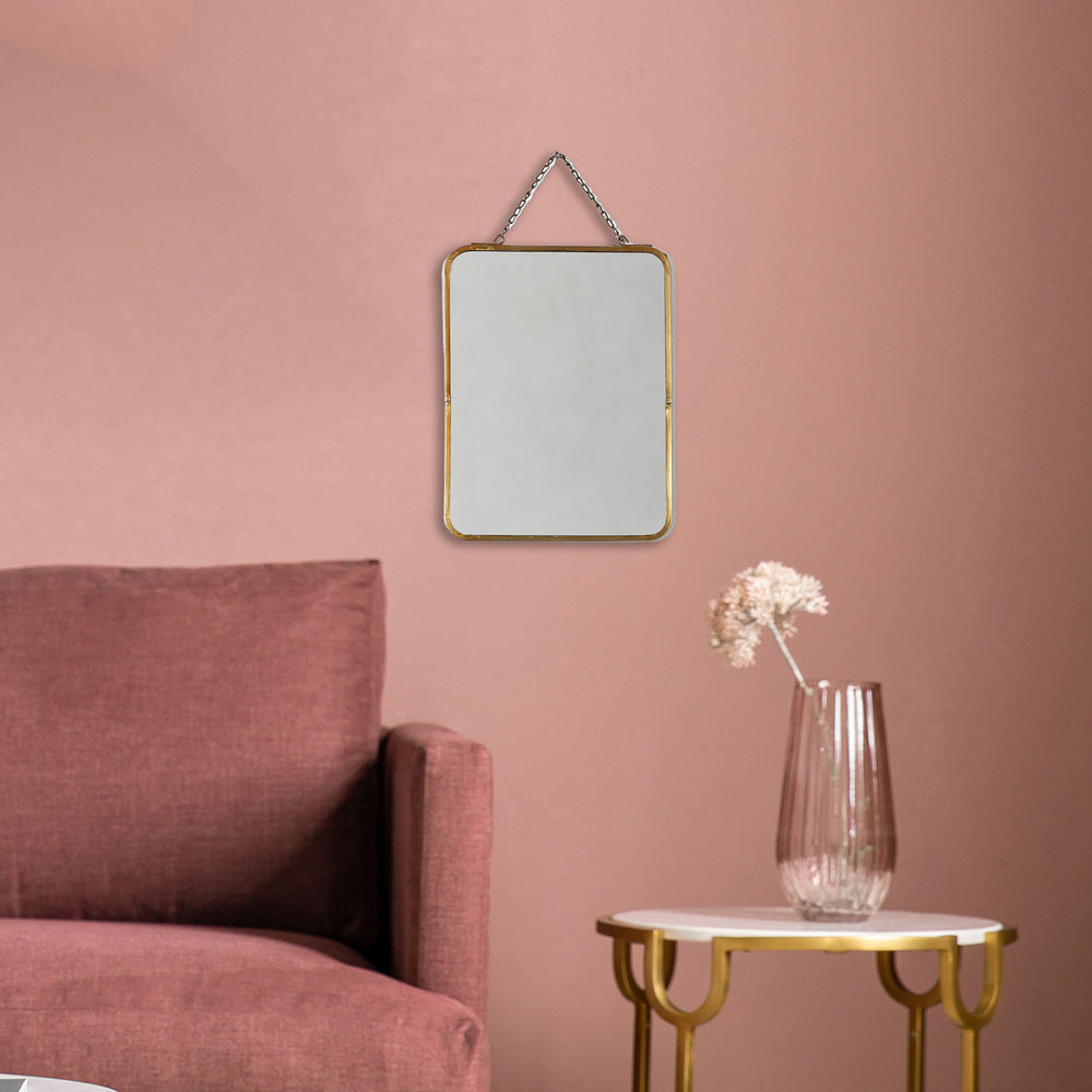 Product photograph of Gallery Interiors Crawford Mirror Square Antique Brass from Olivia's.