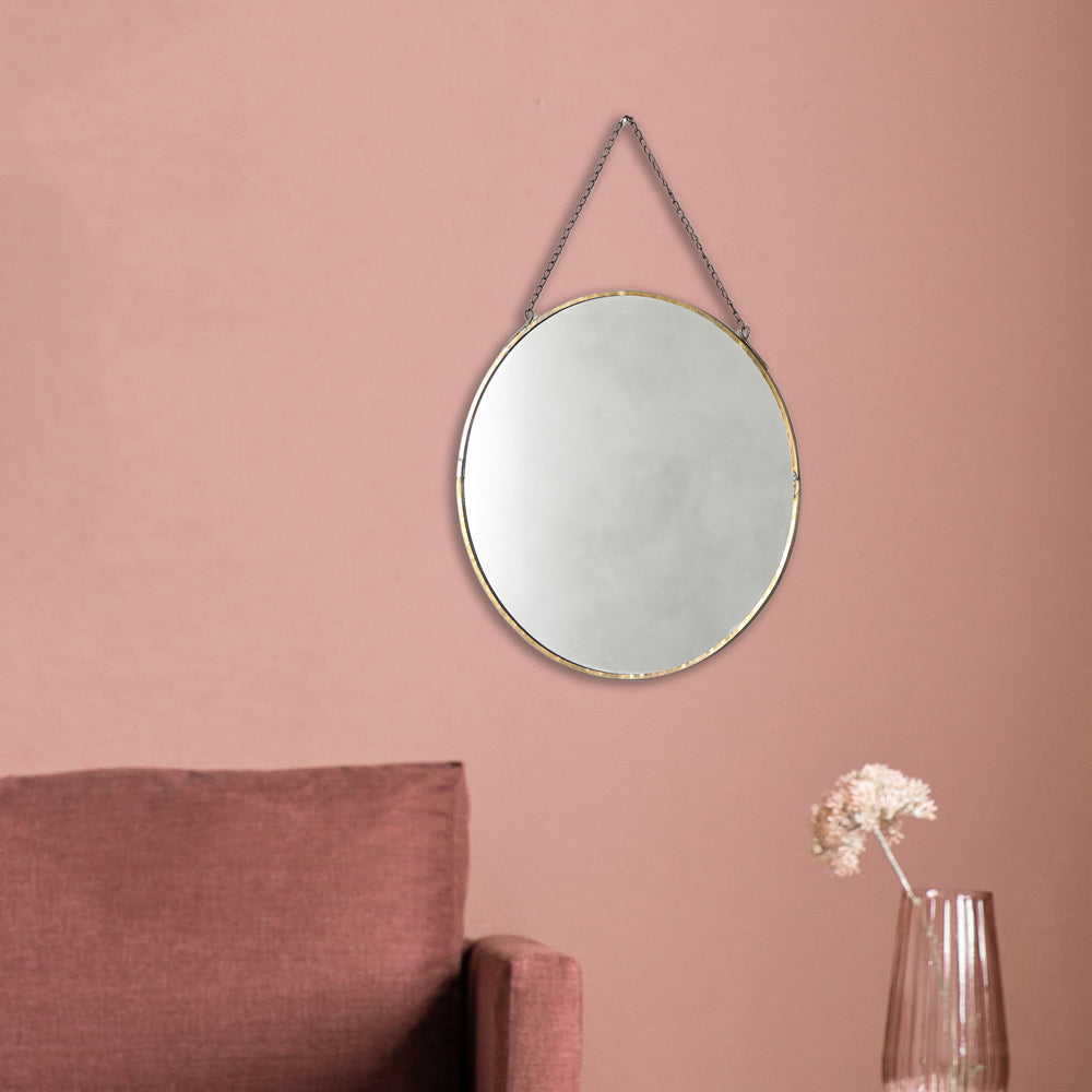 Product photograph of Gallery Interiors Crawford Mirror Round Antique Brass from Olivia's.