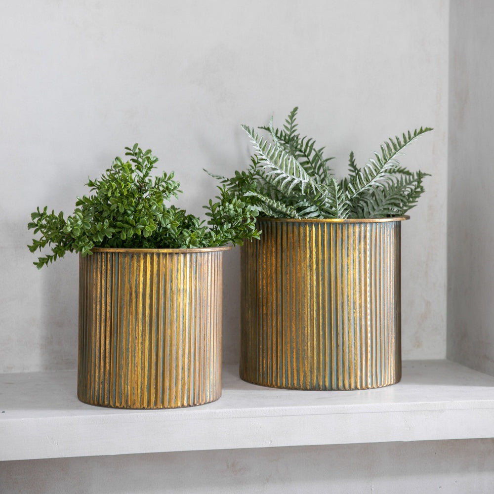 Product photograph of Gallery Interiors Set Of 3 Everill Planter Verdigris Bronze Large from Olivia's.
