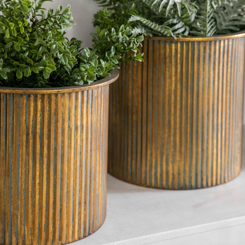 Product photograph of Gallery Interiors Set Of 3 Everill Planter Verdigris Bronze Large from Olivia's.