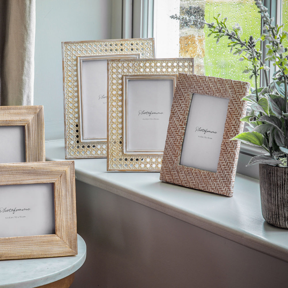 Product photograph of Gallery Interiors Mallory Photo Frame Rattan Effect Natural Large from Olivia's.