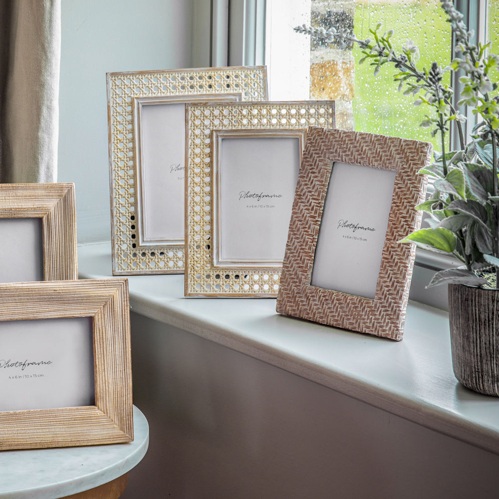 Product photograph of Gallery Interiors Mallory Photo Frame Rattan Effect Natural Large from Olivia's.