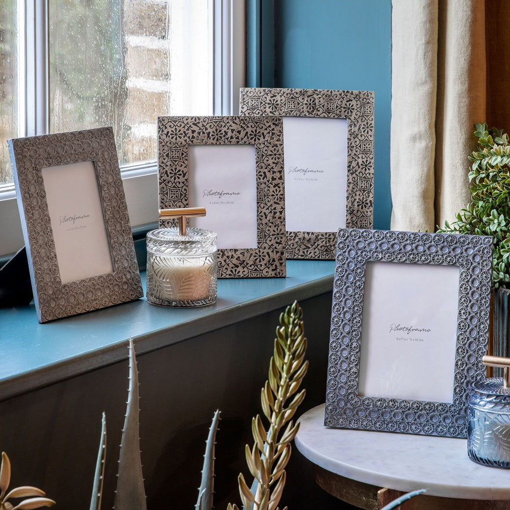 Product photograph of Gallery Interiors Stirling Photo Frame Blue Large from Olivia's.