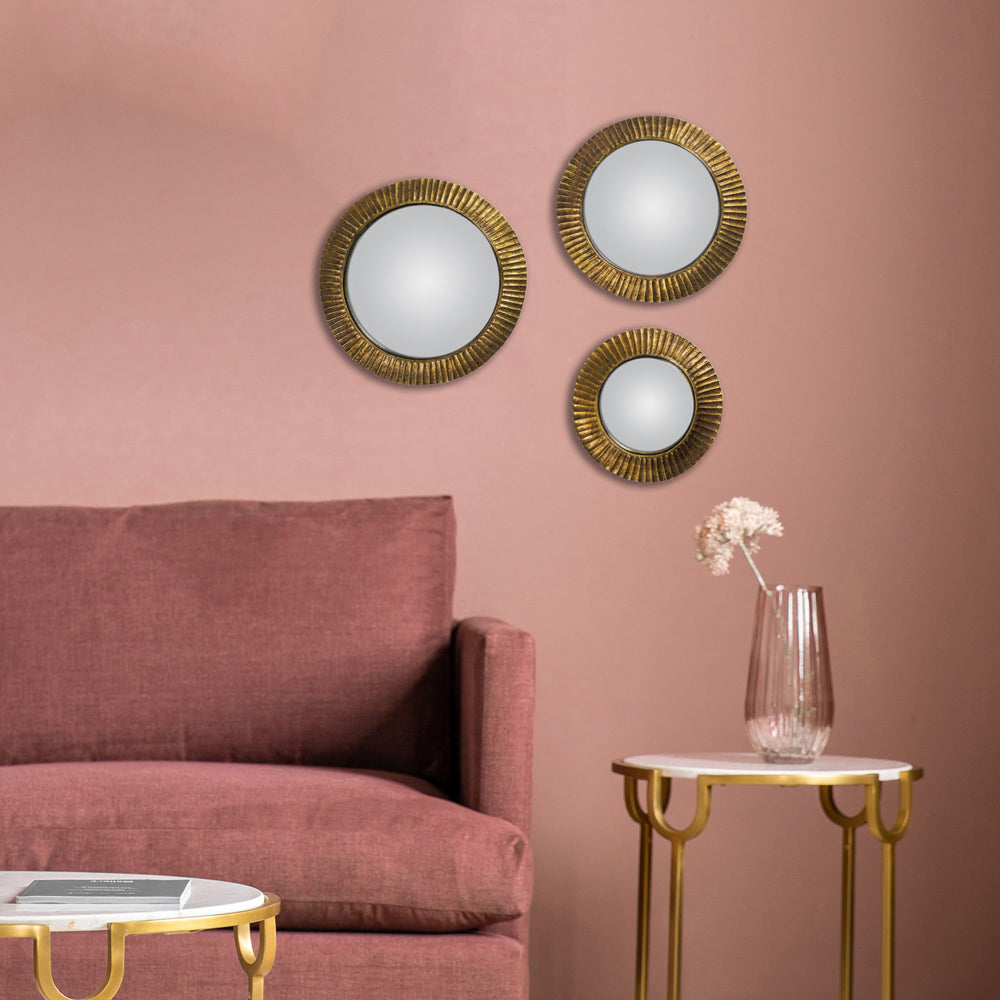 Product photograph of Gallery Interiors Set Of 3 Sonam Convex Mirror Bronze from Olivia's.