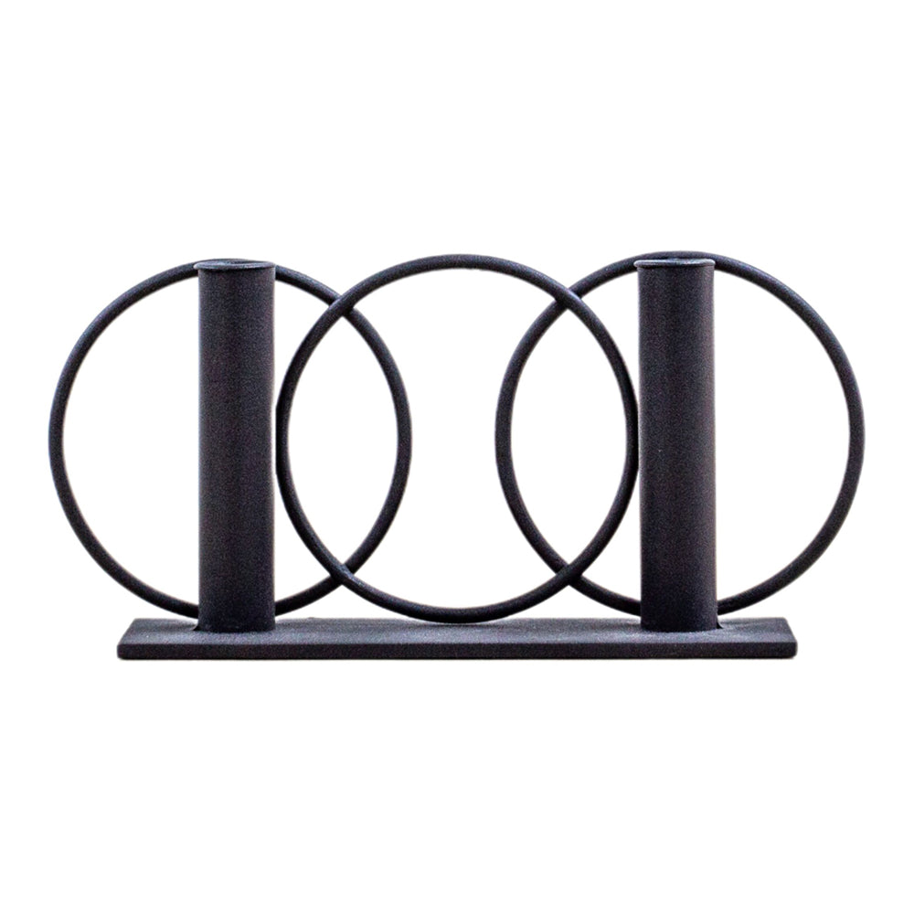 Product photograph of Gallery Interiors Metal Candlestick In Black Large from Olivia's.