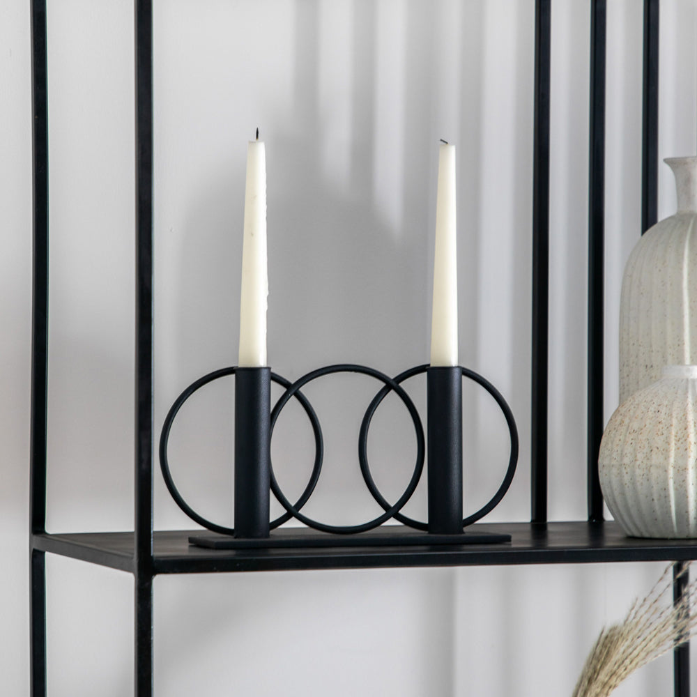 Product photograph of Gallery Interiors Set Of 2 Aria Candlestick Metal Black Small from Olivia's.