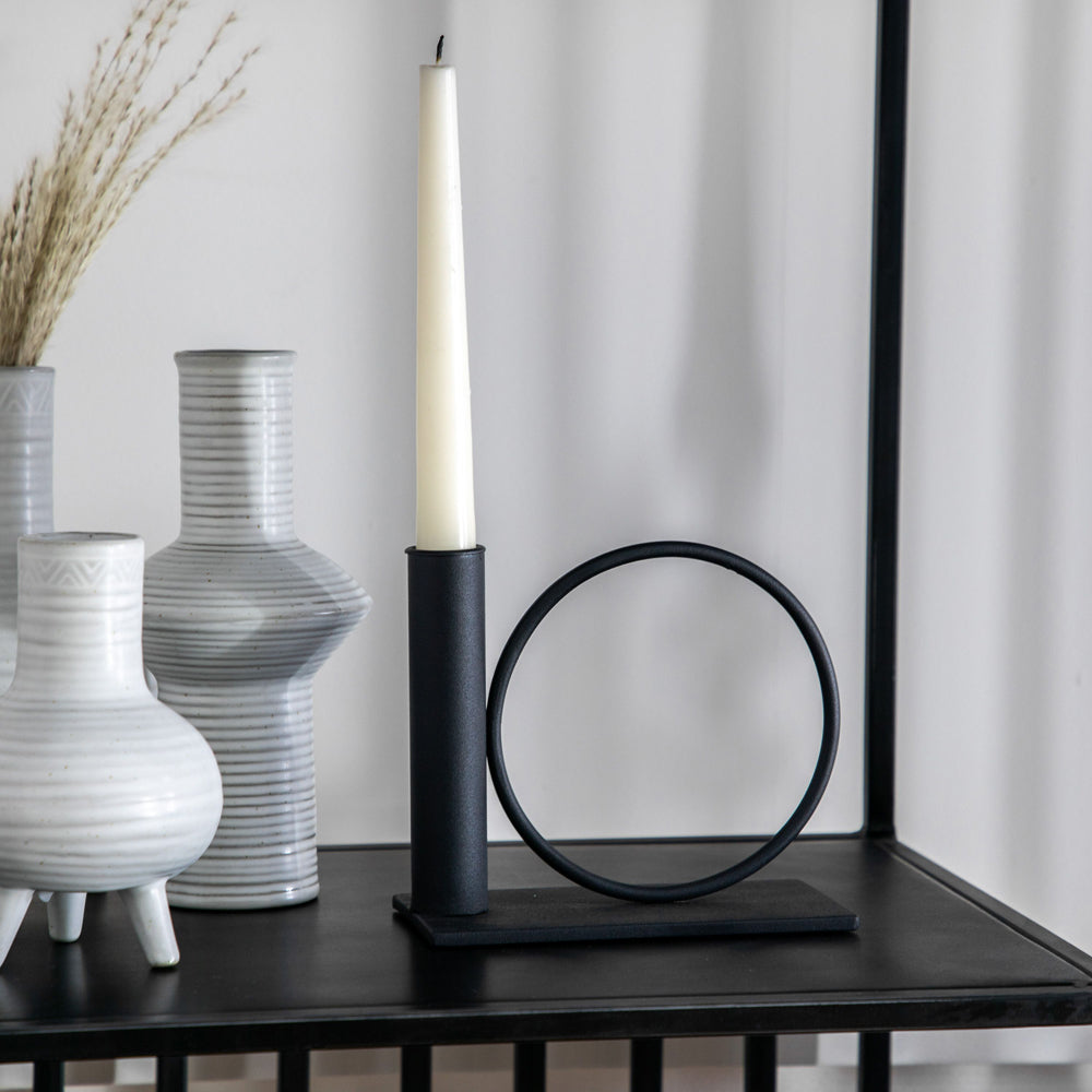 Product photograph of Gallery Interiors Set Of 2 Aria Candlestick Metal Black Small from Olivia's.