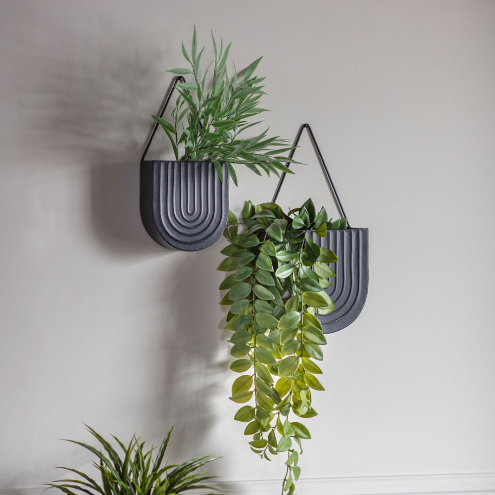 Product photograph of Gallery Interiors Set Of 2 Faulkner Wall Planter In Black from Olivia's.