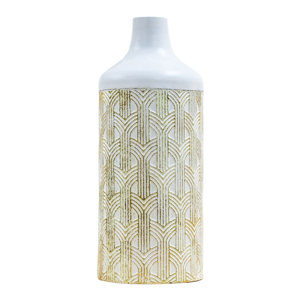 Product photograph of Gallery Interiors Vari Vase Metal Natural White Small from Olivia's.