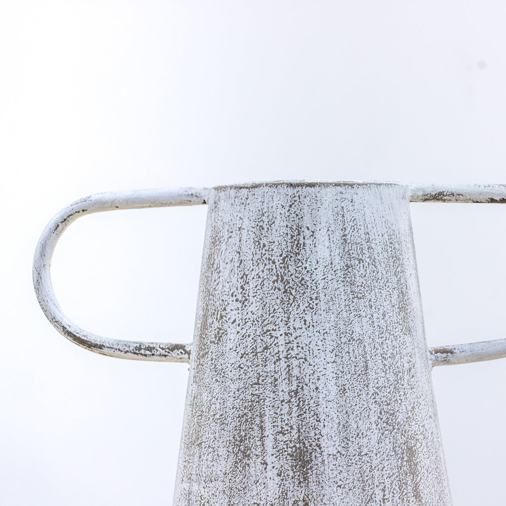 Product photograph of Gallery Interiors Kitney Vase Metal Distressed White Small from Olivia's.