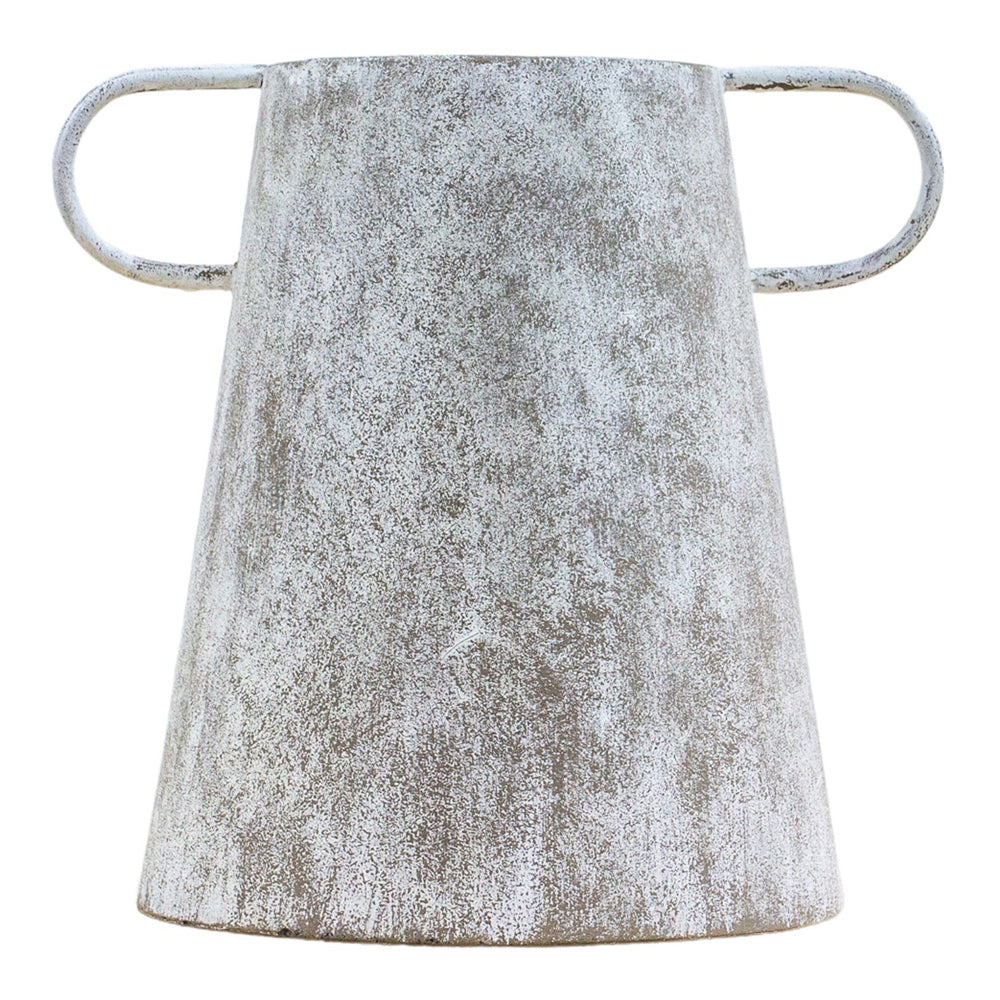 Product photograph of Gallery Interiors Kitney Vase Metal Distressed White Small from Olivia's.