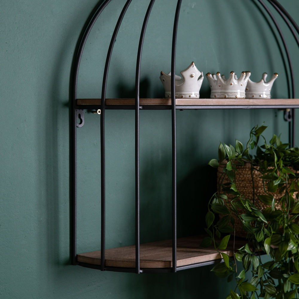 Product photograph of Gallery Interiors Cloet Aviary Wall Shelf Black Natural from Olivia's.