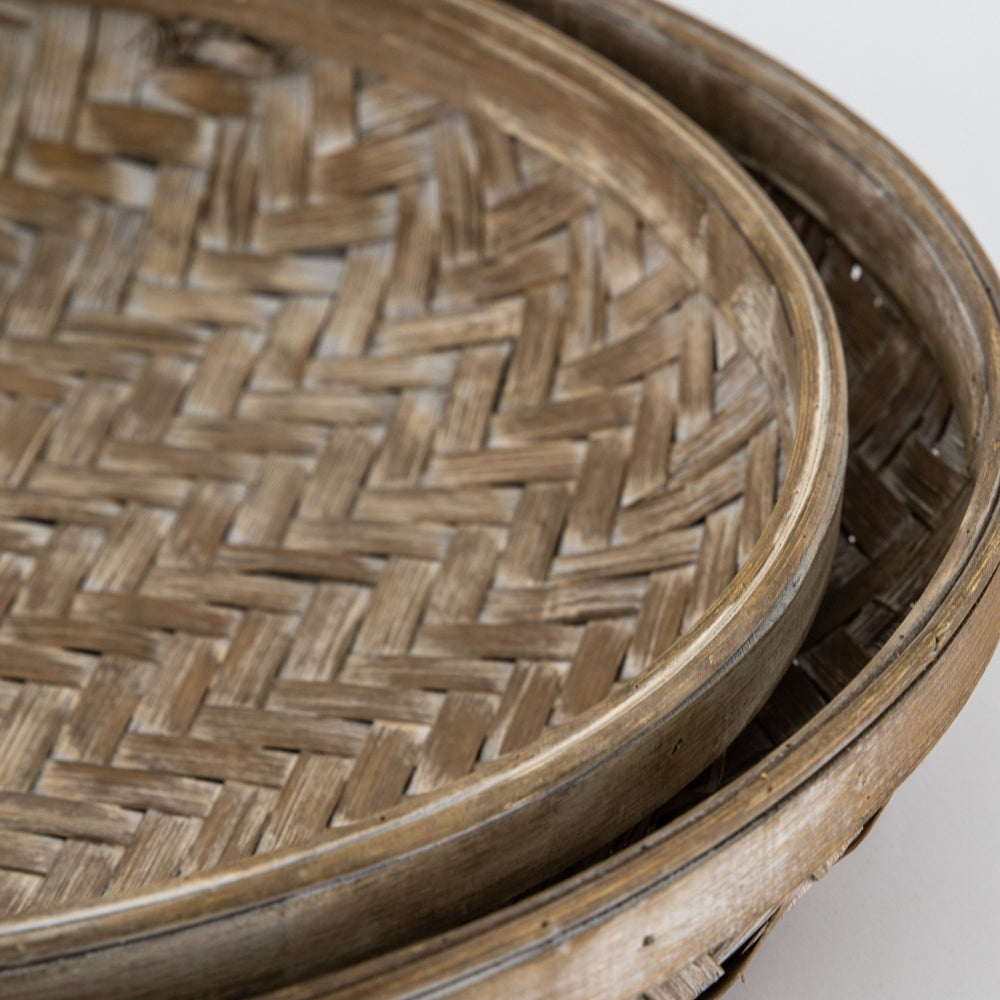 Product photograph of Gallery Interiors Set Of 2 Farrell Tray Bamboo Grey Wash from Olivia's.