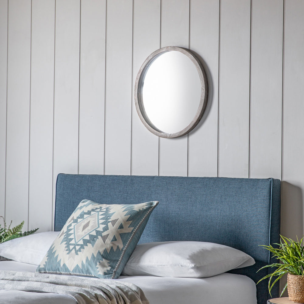 Product photograph of Gallery Interiors Apollo Mirror Round Grey Wash Large from Olivia's.