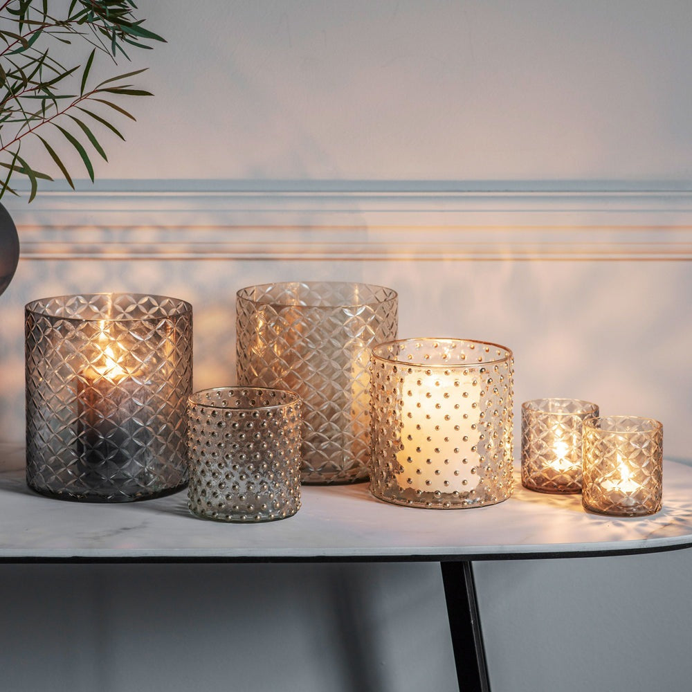 Product photograph of Gallery Interiors Platt Spotty Tealight Holder Gold from Olivia's.