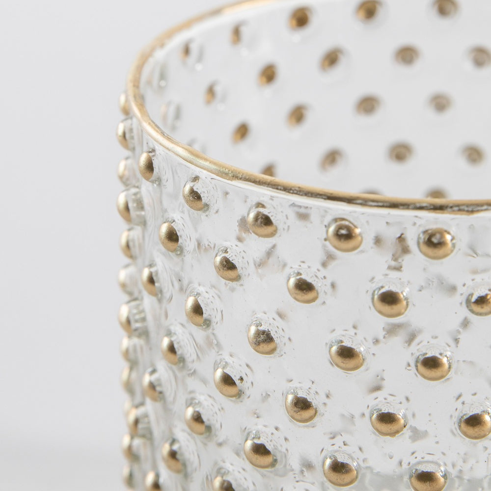 Product photograph of Gallery Interiors Platt Spotty Tealight Holder Gold from Olivia's.