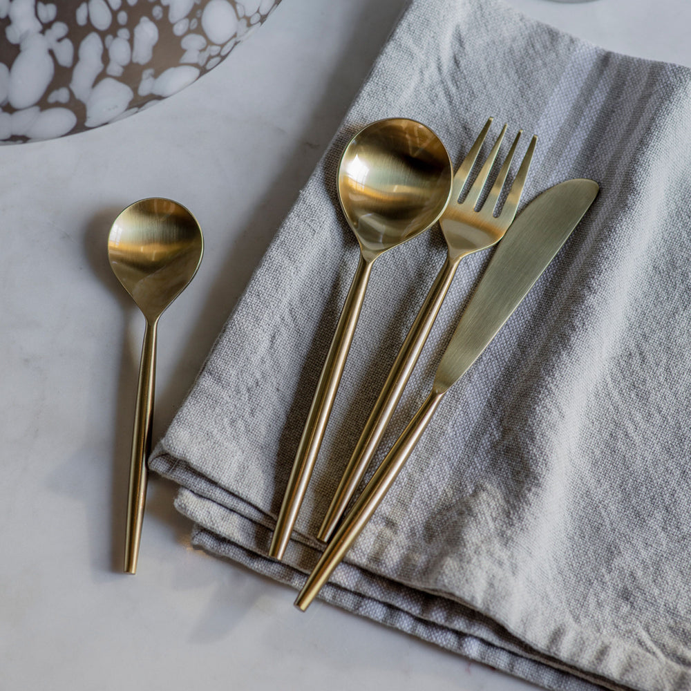 Product photograph of Gallery Interiors Vanya Cutlery Set Gold Set Of 16 from Olivia's.