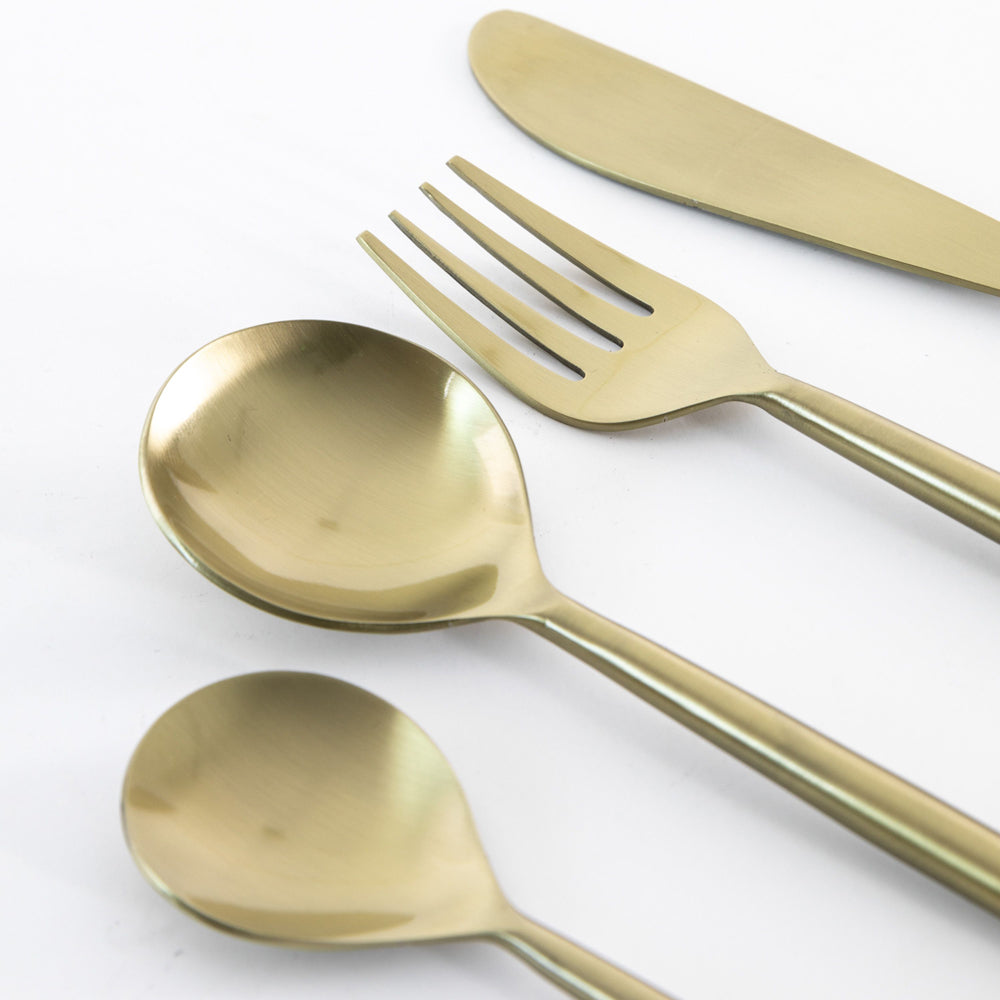 Product photograph of Gallery Interiors Vanya Cutlery Set Gold Set Of 16 from Olivia's.