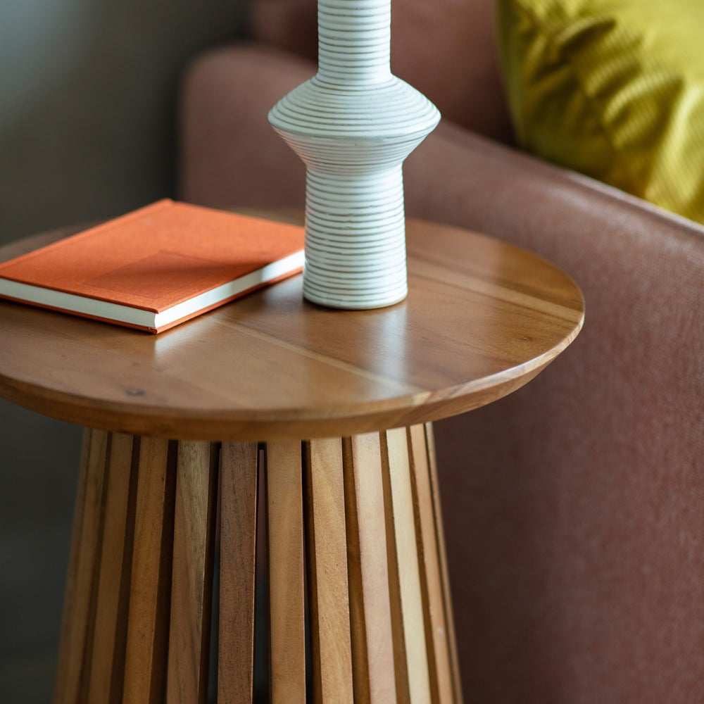 Product photograph of Gallery Interiors Goodwin Slatted Side Table Oak from Olivia's.