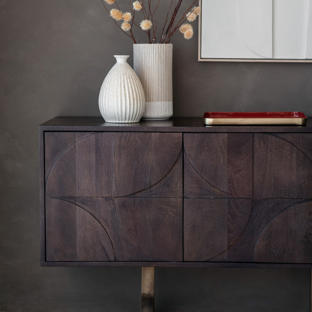 Product photograph of Gallery Interiors Fortuna 4 Door Sideboard In Brown from Olivia's.